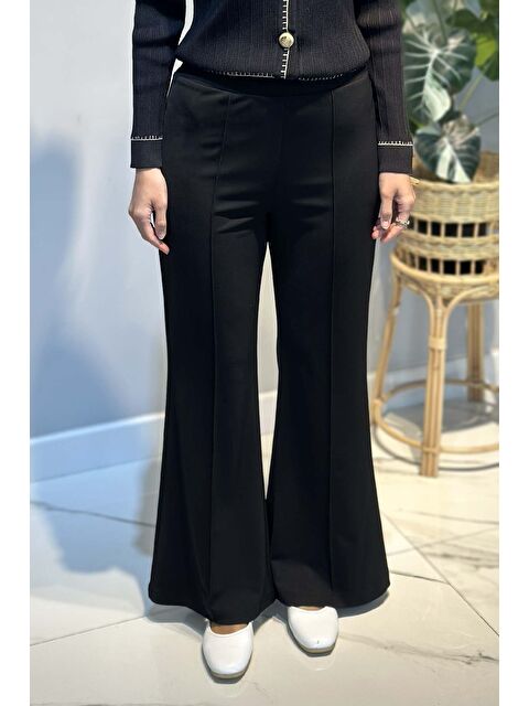 Remsa Madrid Beli Lastikli İspanyol Paça Pantolon 5586 Siyah - S000470457-19351