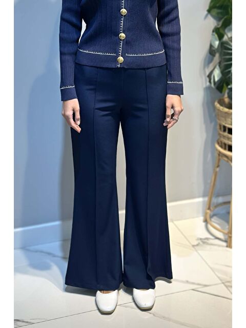 Remsa Madrid Beli Lastikli İspanyol Paça Pantolon 5586 Lacivert - S000470457-21164