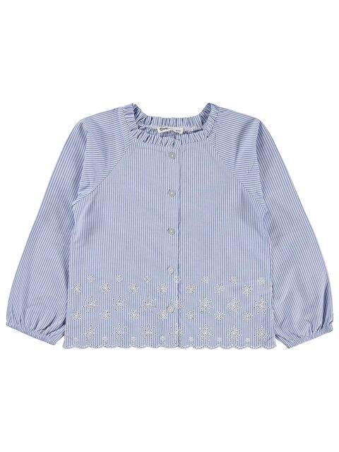 Civil Girls Çizgili 6-9 Yaş Gömlek - Mavi