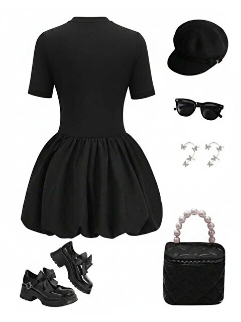 My Kids Wear Kız Çocuk Günlük & Özel Siyah Elbise 3-12 Yaş 12501 - S000504796-19351