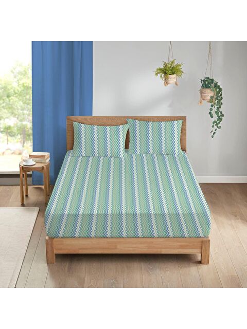 Evmila Etnik Desen Baskılı Çift Kişilik 180x200 Çarşaf Takımı - S000124264-23173