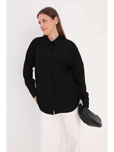 ALLDAY Siyah Oversize Basic Gömlek - S000218885-19351