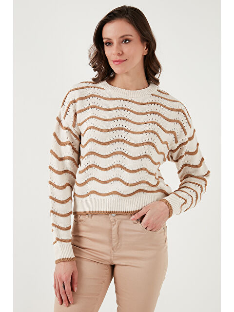 Fashion Friends Regular Fit Bisiklet Yaka Ajurlu Kadın Kazak 24K0376K1 - S000303383-19928