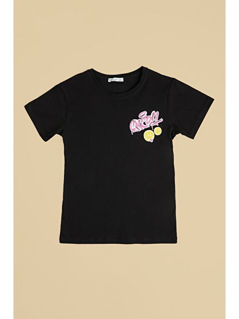 Fullamoda Enjoy Yazı Baskılı Kız Çocuk Tişört