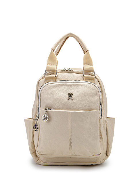 Minebag Çok Gözlü Suni Deri Bucky Sırt Çanta Krem - S000530976-19966