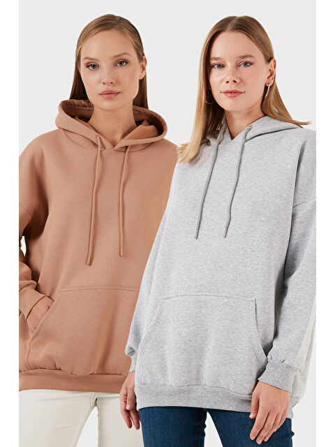 Lela Regular Fit Pamuklu Kapüşonlu Yaka Şardonlu Kışlık 2'li Paket Sweat 5863854S2 - S000463838-17365