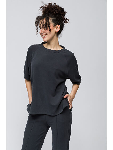 Dexia Huelva - Pike Modal Kumaş Kısa Kolu Tshirt - Antrasit Renk - S000360760-29666