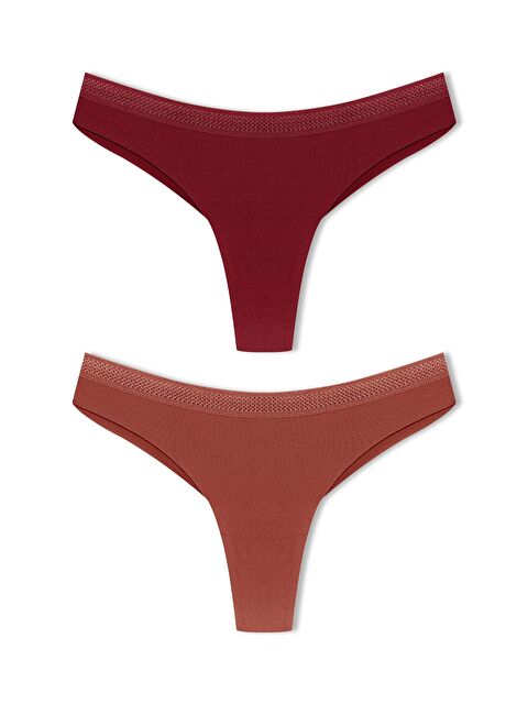 Hnx Lazer Kesim Petek Lastik Tanga Kadın Külot 2'li - S000133039-23173