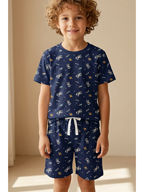 Katia And Bony Uzay Desenli Çocuk Şortlu Pijama Takımı