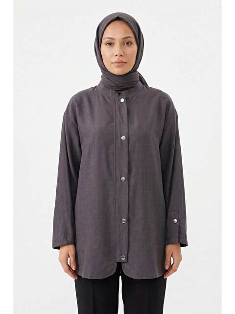 Remsa Önü Fermuar ve Çıtçıt Detay Kap Ceket 4445 Antrasit