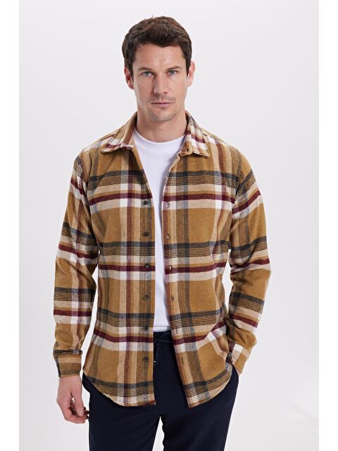 TUDORS Erkek Slim Fit Dar Kesim Kareli Kışlık Oduncu Gömlek - S000519211-19928