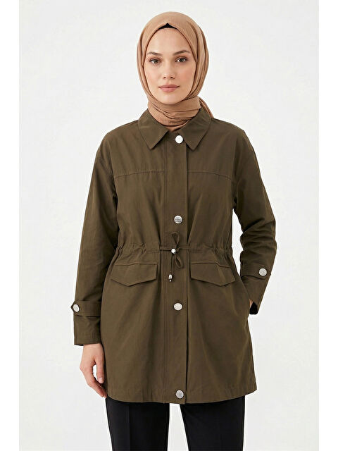 Remsa Düğme Detaylı Beli Bağcıklı Kap Ceket 2862 Haki