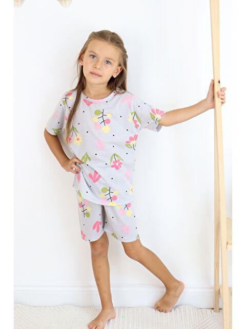 Harika Kids Kız Çocuk Pamuklu Penye Kumaş Şortlu Pijama Takımı - S000217047-5236