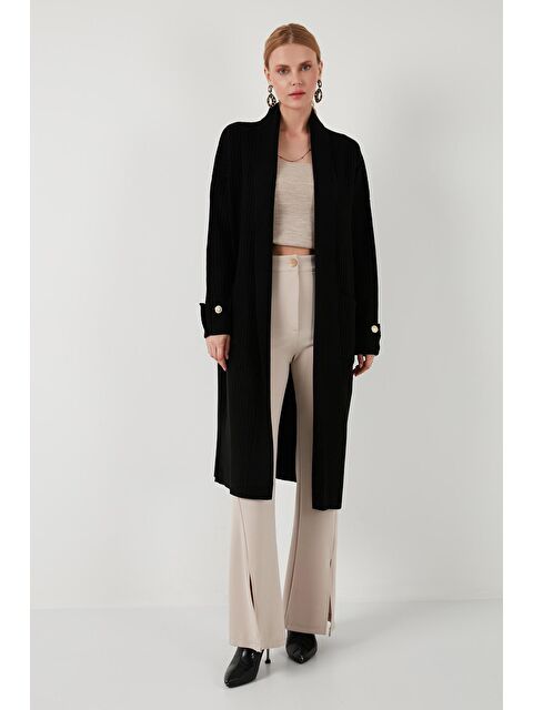 Lela % 100 Akrilik Triko Örme Uzun Kadın Hırka 4615212 - S000243043-19351