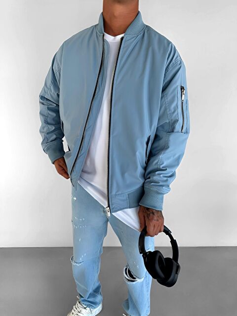 Abluka Online Erkek Basic Bomber Ceket Mavi - S000333066-17234