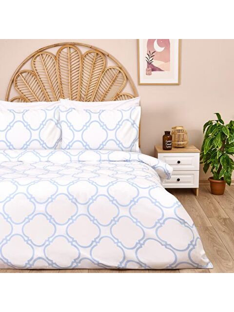 Evidea Soft Toeget Çift Kişilik Nevresim Takımı - Beyaz / Mavi - S000392409-37234