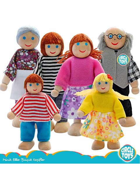 Circle Toys Ahşap 6'lı Aile Kukla Seti - S000058385-23173