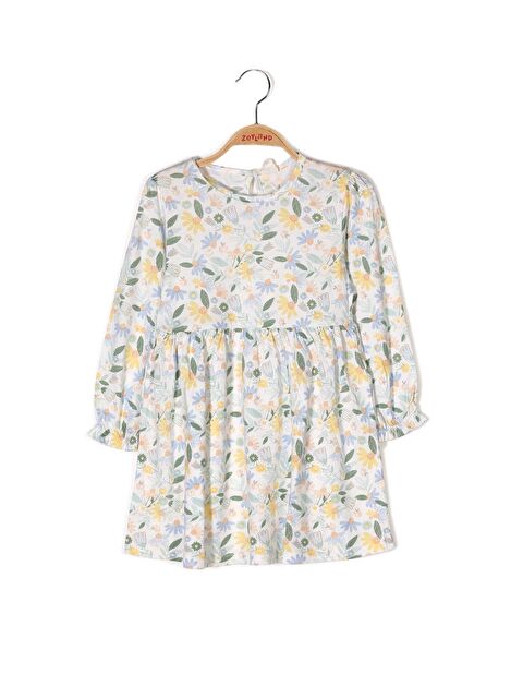 ZEYLAND Kız Çocuk Çiçek Desenli Uzun Kollu Elbise - S000315044-18194