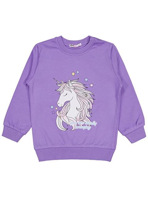 Civil Girls Baskılı 2-5 Yaş Sweatshirt - Lila 5-6 Yaş - S000483337-20042