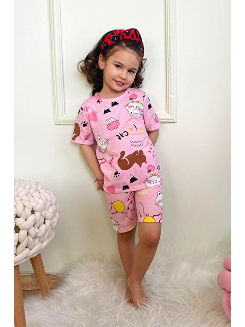 Harika Kids Kız Çocuk Pamuklu Penye Kumaş Şortlu Pijama Takımı - S000217047-37330
