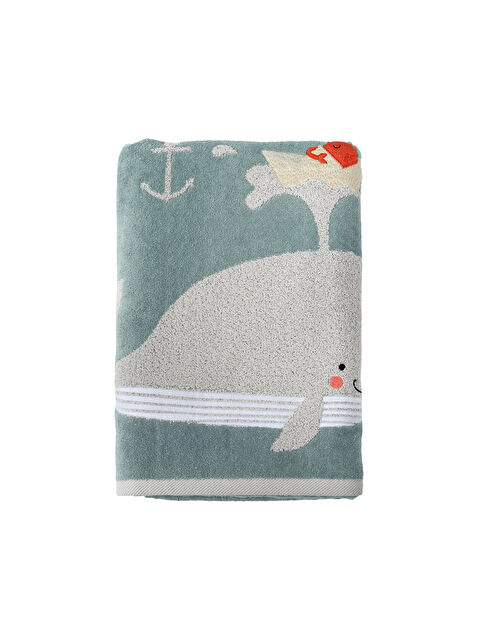 Casadora Baby Balina Jakarlı İşlemeli Pamuklu Velur Havlu - 70x140cm