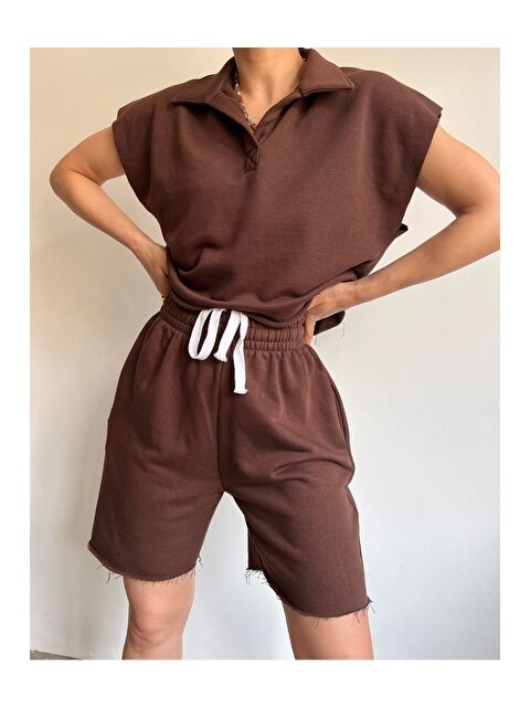 Mai Collection Polo Yaka Kahve Şort Takım - S000511846-19413