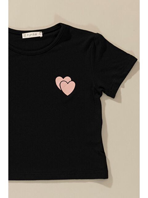 For You Kids 3'lü Love Baskılı Tshirt Atlet Tayt Siyah Takım - S000200465-19351