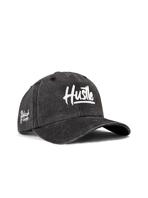 BlackBörk Hustle Nakışlı Vintage Beyzbol Siyah Şapka - S000512306-19351
