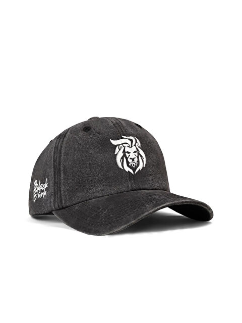 BlackBörk Aslan Nakışlı Vintage Beyzbol Siyah Şapka - S000512307-19351