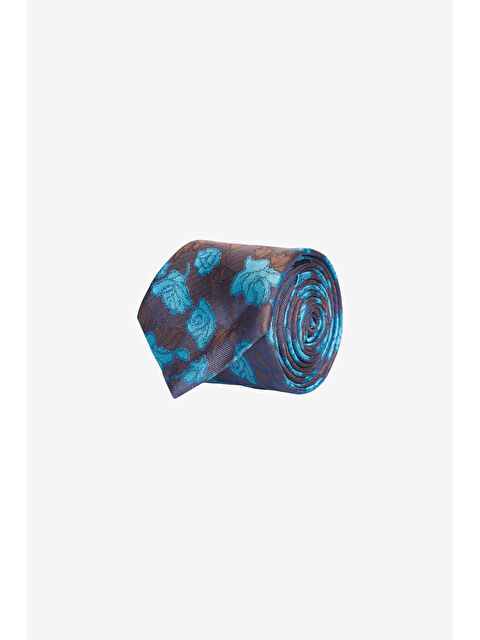 AC&Co / Altınyıldız Classics Erkek Kahve-Turkuaz Desenli Kravat - S000512318-19413
