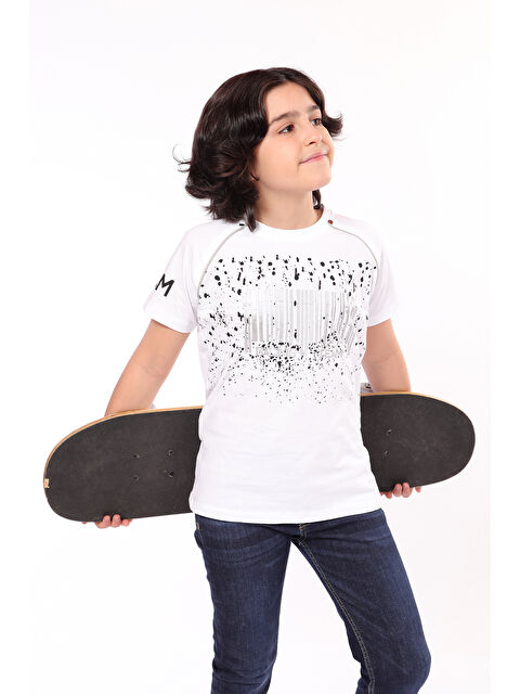 Toontoykids Erkek Çocuk Racing Team Yazılı Barkod Baskılı Tişört - S000374937-20063