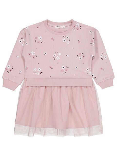 Civil Girls Çiçek Baskılı 2-5 Yaş Elbise - Pembe 3-4 Yaş - S000494726-20028