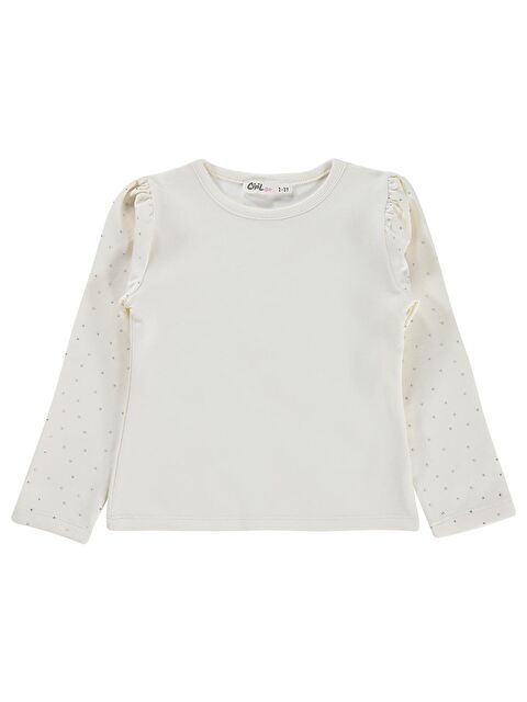 Civil Girls Taşlı 2-5 Yaş Tişört - Kırık Beyaz