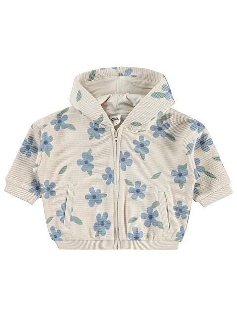 Civil Baby Kış Çiçeği Baskılı 6-18 Ay Hırka - Bej 18-24 Ay - S000494761-25636