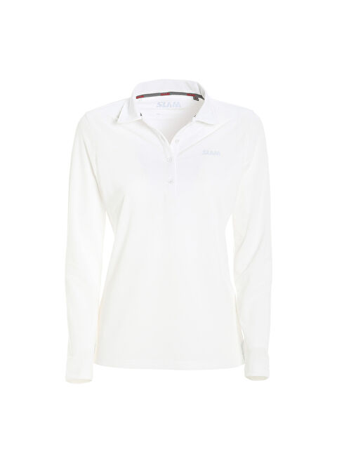 Slam Ws Tech Pique Polo Ls Kadın Beyaz Tişört - S000489820-20063
