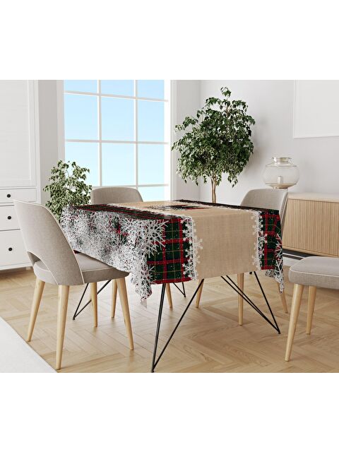 Evmila Yılbaşı Desenli Kadife Doku Masa Örtüsü - S000111101-23173