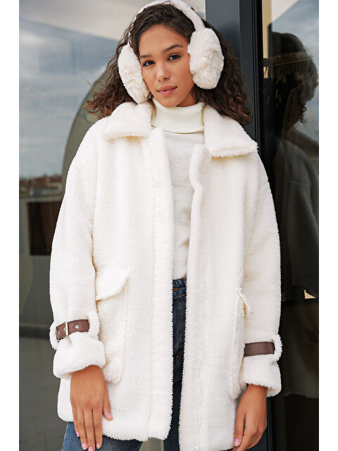 Bigdart 5206 Kadın Oversize Pelüş Mont - Taba - S000320093-14955