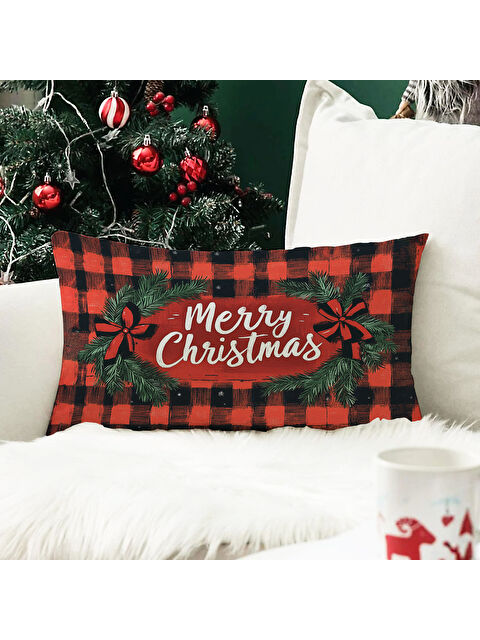 Evmila Yılbaşı Temalı 35x55 Fermuarlı Kadife Kırlent Kılıfı - S000291171-23173