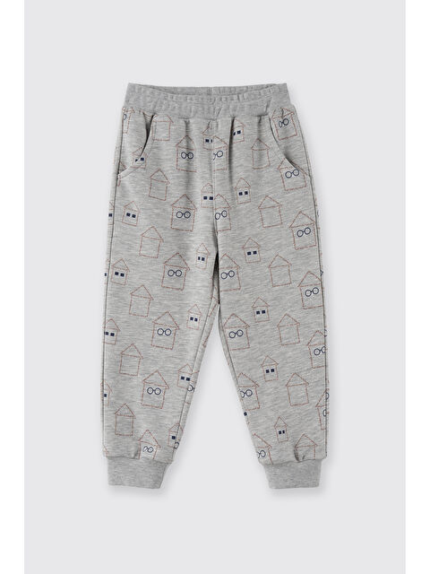 Panço Erkek Bebek Beli Lastikli Gri-Melanj Eşofman Altı - S000510585-74