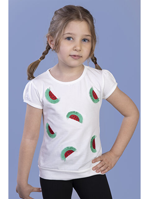 Toontoykids Kız Çocuk Karpuz Nakışlı Tişört
