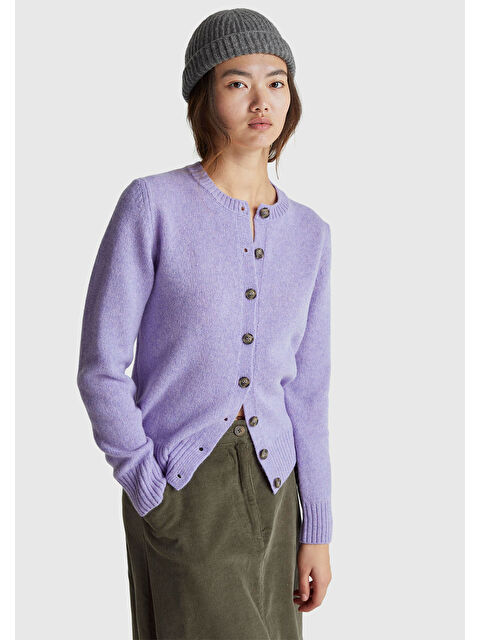 United Colors Of Benetton Kadın Koyu Lİla Shetland Hırka - S000434757-19999