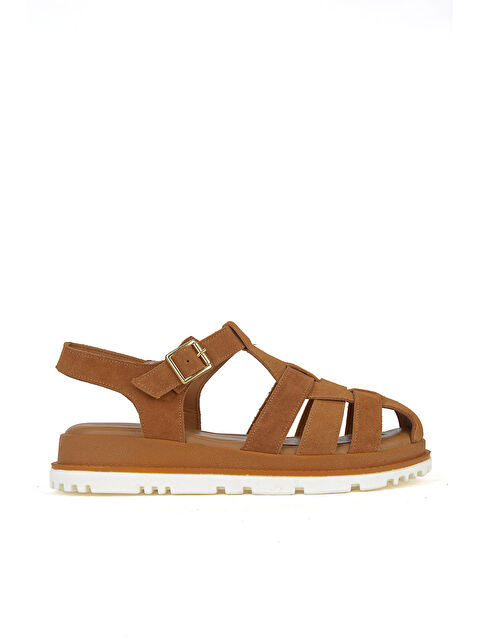 Ziya Ayakkabı Kadın Hakiki Deri Sandalet 1611061ZM20 Taba