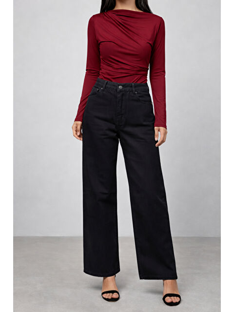 carla10 Siyah Geniş Paça Esnek Jean - S000506682-19351