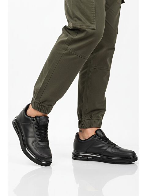Walkway Siyah Bağcıklı Cilt Hafif Esnek Erkek Sneaker 2043 M - S000496887-22238