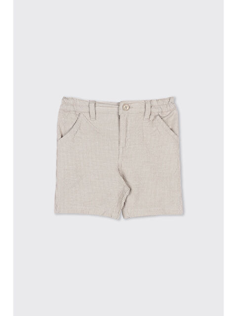 Panço Erkek Bebek Çizgi Desenli Bej Şort - S000523982-19928