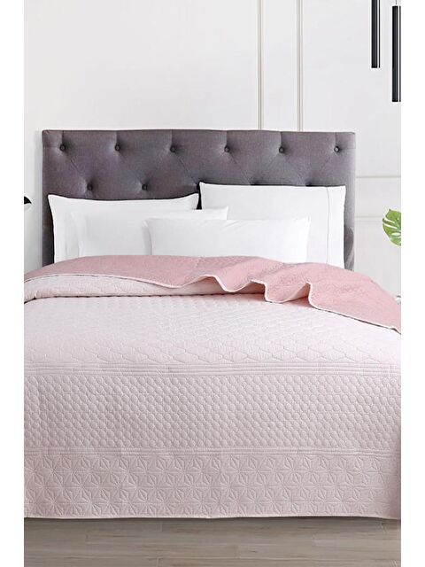 Çeyiz Diyarı Ultrasonik Kapitoneli Doremi Çift Taraflı Çift Kişilik Yatak Örtüsü Pembe - S000493256-20024