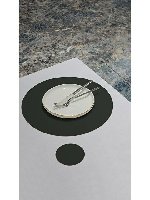 Asdiva Deri Amerikan Servis Supla Placemats Yuvarlak model YEŞİL 2 Kişilik 4 Parça - S000348619-19294