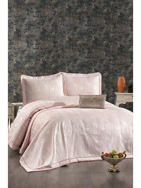 Çeyiz Diyarı Larissa Şönil Çift Kişilik Yatak Örtüsü 260x260 cm Somon - S000493259-24085