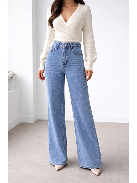 carla10 Geniş Paça Mavi Jean - S000506689-17437