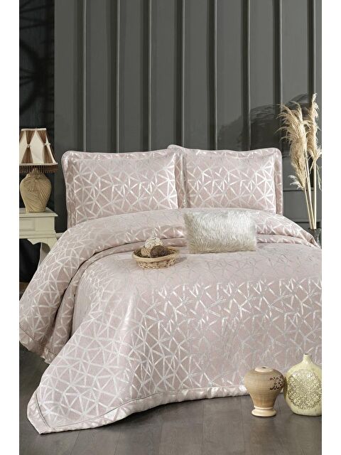 Çeyiz Diyarı Eliz Şönil Çift Kişilik Yatak Örtüsü 260x260 cm Somon - S000493260-24085